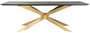 Casa Padrino Luxus Esstisch Schwarzgrau / Gold 240 x 100 x H. 75 cm - Rechteckiger K�chentisch mit Massivholz Tischplatte - Esszimmer M�bel - K�chen M�bel - Luxus M�bel - Luxus Einrichtung