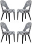 Casa Padrino Luxus Art Deco Esszimmerstuhl 4er Set Wei� / Grau / Schwarz 49 x 61 x H. 89 cm - Elegante K�chenst�hle mit Muster - Esszimmer M�bel - Luxus M�bel - Art Deco M�bel - Luxus Einrichtung