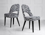 Casa Padrino Luxus Art Deco Esszimmerstuhl 4er Set Wei� / Grau / Schwarz 49 x 61 x H. 89 cm - Elegante K�chenst�hle mit Muster - Esszimmer M�bel - Luxus M�bel - Art Deco M�bel - Luxus Einrichtung