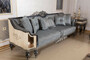 Casa Padrino Luxus Barock Wohnzimmer Set Hellblau / Beige / Schwarz / Gold - 2 Sofas & 2 Sessel & 1 Couchtisch & 2 Beistelltische - Handgefertigte Wohnzimmer M�bel im Barockstil - Edel & Prunkvoll