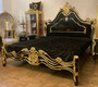 Pomp��s by Casa Padrino Luxus Barock Doppelbett mit Matratze Schwarz / Gold - Pomp��ses Barock Bett designed by Harald Gl��ckler - Schlafzimmer M�bel im Barockstil - Barock M�bel - Edel & Prunkvoll