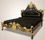 Pomp��s by Casa Padrino Luxus Barock Doppelbett mit Matratze Schwarz / Gold - Pomp��ses Barock Bett designed by Harald Gl��ckler - Schlafzimmer M�bel im Barockstil - Barock M�bel - Edel & Prunkvoll