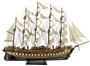 Casa Padrino Luxus Flaggschiff France II Mehrfarbig 120 x 27 x H. 87 cm - Handgefertigtes Deko Schiff - Holzschiff - Segelschiff - Kriegsschiff - Modellschiff - Wohnzimmer Deko - Deko Accessoires