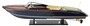 Casa Padrino Luxus Deko Speedboot mit Massivholz St�nder Mehrfarbig 89 x H. 28 cm - Handgefertigtes Deko Boot - Holzboot - Modellboot - Rennboot