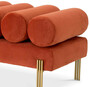 Casa Padrino Luxus Samt Sitzbank Orange / Messing 130 x 45 x H. 42 cm - Wohnzimmer Bank - Schlafzimmer Bank - Wohnzimmer M�bel - Schlafzimmer M�bel - Luxus M�bel - Luxus Einrichtung