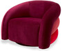 Casa Padrino Luxus Drehsessel Bordeauxrot / Hellrot / Rot / Schwarz 91 x 80 x H. 66 cm - Wohnzimmer Samt Sessel - Wohnzimmer M�bel - Luxus M�bel - Wohnzimmer Einrichtung - Luxus Einrichtung