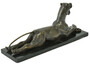 Casa Padrino Luxus Deko Figur Tiger Bronze / Schwarz 41 x 11 x H. 16 cm - Bronze Skulptur mit Marmorsockel - Bronze Dekofigur - Schreibtisch Deko - Wohnzimmer Deko - Luxus Deko Accessoires