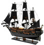 Casa Padrino Luxus Piratenschiff Black Pearl Schwarz / Braun 87 x 27 x H. 73 cm - Handgefertigtes Deko Schiff - Holzschiff - Segelschiff - Kriegsschiff - Modellschiff - Deko Accessoires