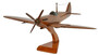 Casa Padrino Luxus Deko Jagdflugzeug Supermarine Spitfire Braun / Schwarz 40 x 36 x H. 20 cm - Holz Flugzeug mit St�nder - Propellerflugzeug - Modellflugzeug - Schreibtisch Deko - Deko Accessoires