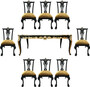 Pomp��s by Casa Padrino Barock Luxus Esszimmer Set Krone Gold / Schwarz - Pomp��ser Barock Esstisch mit Glasplatte und 8 St�hlen designed by Harald Gl��ckler - Esszimmer M�bel im Barockstil