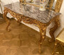 Casa Padrino Barock Konsole Gold / Grau - Handgefertigter Konsolentisch mit Marmorplatte - Prunkvolle Barockstil Konsole - Barock M�bel - Antik Stil M�bel - Barockstil M�bel - Edel & Prunkvoll