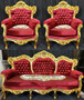 Casa Padrino Barock Wohnzimmer Set Bordeauxrot / Mehrfarbig / Gold - 1 Barock Sofa & 2 Barock Sessel - Wohnzimmer M�bel im Barockstil - Barock M�bel - Barock Wohnzimmer Einrichtung