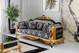 Casa Padrino Luxus Barock Sofa Blau / Schwarz / Gold - Prunkvolles Wohnzimmer Sofa - Barockstil Wohnzimmer M�bel - Luxus M�bel im Barockstil - Barock Wohnzimmer Einrichtung