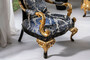 Casa Padrino Luxus Barock Sessel Blau / Schwarz / Gold - Prunkvoller Wohnzimmer Sessel - Barockstil Wohnzimmer M�bel - Luxus M�bel im Barockstil - Barock Einrichtung - Wohnzimmer Einrichtung