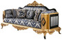 Casa Padrino Luxus Barock Wohnzimmer Set Blau / Schwarz / Gold - 2 Barock Sofas & 2 Barock Sessel & 1 Barock Couchtisch - Luxus Wohnzimmer M�bel im Barockstil - Barock M�bel - Edel & Prunkvoll