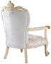 Casa Padrino Luxus Barock Sessel Wei� / Braun / Wei� / Beige / Gold - Prunkvoller Wohnzimmer Sessel mit Glitzersteinen - Barockstil Wohnzimmer M�bel - Luxus M�bel im Barockstil - Edel & Prunkvoll