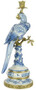 Casa Padrino Jugendstil Kerzenhalter Set Papageien Blau / Wei� / Gold 22,1 x 18,6 x H. 49,4 cm - Porzellan Kerzenst�nder - Hotel & Restaurant Accessoires - Barock & Jugendstil Deko Accessoires