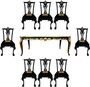 Pomp��s by Casa Padrino Barock Luxus Esszimmer Set Krone Schwarz / Gold - Pomp��ser Barock Esstisch mit Glasplatte und 8 St�hlen designed by Harald Gl��ckler - Esszimmer M�bel im Barockstil