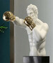 Casa Padrino Luxus Designer Deko Skulptur Boxer Wei� / Gold / Schwarz 31 x 52 x H. 56 cm - Kunstharz Deko Figur mit Sockel - Wohnzimmer Deko - Luxus Designer Deko Accessoires - Luxus Qualit�t