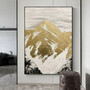 Casa Padrino Luxus Designer �lgem�lde Gebirge Gold / Wei� / Grau / Schwarz 120 x H. 170 cm - Handgemaltes Gem�lde mit Metallrahmen - Luxus Wand Deko - Designer Wand Deko - Luxus Qualit�t