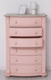 Casa Padrino Landhausstil Kommode Rosa / Grau 80 x 48 x H. 120 cm - Massivholz Schrank mit 6 Schubladen - Landhausstil Schlafzimmer M�bel - M�bel im Landhausstil - Landhausstil Einrichtung
