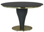 Casa Padrino Luxus Esstisch Schwarz / Gold  110 x H. 75 cm - Runder K�chentisch mit Glasplatte - Esszimmer M�bel - K�chen M�bel - Luxus M�bel - Luxus Einrichtung 