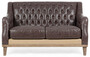 Casa Padrino Luxus Chesterfield Kunstleder Sofa Dunkelbraun / Naturfarben 140 x 85 x H. 85 cm - Wohnzimmer Sofa - Wohnzimmer M�bel - Chesterfield M�bel - Luxus M�bel - Luxus Einrichtung