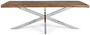 Casa Padrino Luxus Esstisch Braun / Silber 220 x 100 x H. 77 cm - Rechteckiger K�chentisch mit Massivholz Tischplatte und Edelstahl Beinen - Esszimmer M�bel - K�chen M�bel - Luxus M�bel