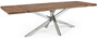 Casa Padrino Luxus Esstisch Braun / Silber 180-260 x 90 x H. 77 cm - Ausziehbarer K�chentisch mit Massivholz Tischplatte und Edelstahl Beinen - Esszimmer M�bel - K�chen M�bel - Luxus M�bel