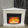 Casa Padrino Barock Elektro Eckkkamin Wei� / Schwarz 107 x 63 x H. 84 cm - Wohnzimmer Deko Kamin mit Fernbedienung - Wohnzimmer M�bel im Barockstil - Barock M�bel - Barock Elektro Kamine