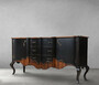 Casa Padrino Luxus Barock Sideboard Antik Schwarz / Braun 200,5 x 53,5 x H. 98 cm - Prunkvoller Massivholz Schrank mit 2 T�ren und 3 Schubladen - Luxus M�bel im Barockstil - Barock M�bel