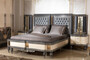 Casa Padrino Luxus Barock Schlafzimmer Set Hellblau / Beige / Schwarz / Gold - 1 Barock Doppelbett mit Kopfteil & 2 Barock Nachtkommoden - Luxus Schlafzimmer M�bel im Barockstil - Barock Interior