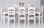 Casa Padrino Landhausstil Esszimmer M�bel Set Wei� / Naturfarben - 1 Landhausstil Esstisch & 8 Landhausstil Esszimmerst�hle - Massivholz Esszimmer M�bel - Landhausstil Esszimmer M�bel
