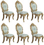 Casa Padrino Luxus Barock Esszimmer Stuhl 6er Set T�rkis / Gold - Prunkvolle Barockstil K�chen St�hle - Luxus Esszimmer M�bel im Barockstil - Barock Esszimmer M�bel - Barockstil M�bel