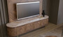 Casa Padrino Luxus TV Schrank Set Braun / Beige / Messing - Wohnzimmer Sideboard mit 4 T�ren & beleuchteter TV R�ckwand - Wohnzimmer M�bel - Hotel M�bel - Luxus M�bel