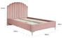Casa Padrino Luxus Art Deco Doppelbett Rosa / Silber 136 x 215 x H. 131 cm - Massivholz Bett mit edlem Samtstoff - Luxus Schlafzimmer M�bel - Hotel M�bel - Art Deco M�bel