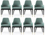 Casa Padrino Luxus Esszimmerstuhl 8er Set mit Armlehnen Gr�n Muster / Schwarz / Messing 55 x 59 x H. 88 cm - Esszimmer M�bel - Restaurant M�bel - Esszimmer Einrichtung - Luxus M�bel