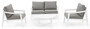 Casa Padrino Luxus Gartenm�bel Set Grau / Wei� - 1 Luxus Gartensofa & 2 Luxus Gartensessel & 1 Luxus Gartentisch - Garten M�bel - Hotel M�bel - Pool M�bel - Outdoor M�bel - Luxus M�bel