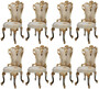 Casa Padrino Luxus Barock Esszimmerstuhl 8er Set Wei� / Creme / Beige / Schwarz / Gold - Barockstil K�chenst�hle mit Muster - Luxus Esszimmer M�bel im Barockstil - Barock Esszimmer M�bel