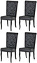 Casa Padrino Chesterfield Neo Barock Esszimmer Stuhl 4er Set Schwarz / Schwarz - Kunstleder K�chenst�hle mit Glitzersteinen - Esszimmer M�bel - Chesterfield M�bel - Neo Barock M�bel