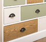 Casa Padrino Landhausstil Kommode Wei� / Gr�n / Naturfarben 180 x 48 x H. 95 cm - Massivholz Schrank mit 19 Schubladen - Landhausstil M�bel - M�bel im Landhausstil - Landhausstil Einrichtung