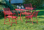 Casa Padrino Jugendstil Schmiedeeisen Garten M�bel Set Rot - 1 Runder Garten Bistrotisch & 4 Garten St�hle mit Armlehnen - Nostalgische Garten M�bel - Barock & Jugendstil Garten M�bel