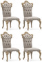 Casa Padrino Luxus Barock Esszimmer Stuhl 4er Set Silber / Grau / Gold - Prunkvolle Barockstil K�chen St�hle - Luxus Esszimmer M�bel im Barockstil - Barock Esszimmer M�bel - Barockstil M�bel