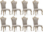 Casa Padrino Luxus Barock Esszimmer Stuhl 8er Set Silber / Grau / Gold - Prunkvolle Barockstil K�chen St�hle - Luxus Esszimmer M�bel im Barockstil - Barock Esszimmer M�bel - Barockstil M�bel