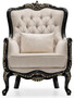 Casa Padrino Luxus Barock Wohnzimmer Sessel Creme / Schwarz / Gold - Handgefertigter Barockstil Sessel mit dekorativem Kissen - Luxus Wohnzimmer M�bel im Barockstil - Barock M�bel
