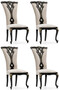 Casa Padrino Luxus Barock Esszimmer Stuhl 4er Set Creme / Schwarz / Gold - Prunkvolle Barockstil K�chen St�hle - Luxus Esszimmer M�bel im Barockstil - Barock Esszimmer M�bel - Barockstil M�bel