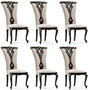 Casa Padrino Luxus Barock Esszimmer Stuhl 6er Set Creme / Schwarz / Gold - Prunkvolle Barockstil K�chen St�hle - Luxus Esszimmer M�bel im Barockstil - Barock Esszimmer M�bel - Barockstil M�bel