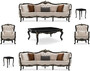 Casa Padrino Luxus Barock Wohnzimmer Set Creme / Schwarz / Gold - 2 Sofas & 2 Sessel & 1 Couchtisch & 2 Beistelltische - Handgefertigte Wohnzimmer M�bel im Barockstil - Edel & Prunkvoll