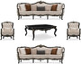 Casa Padrino Luxus Barock Wohnzimmer Set Creme / Schwarz / Gold - 2 Sofas & 2 Sessel & 1 Couchtisch - Handgefertigte Wohnzimmer M�bel im Barockstil - Edel & Prunkvoll