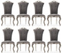 Casa Padrino Luxus Barock Esszimmer Stuhl 8er Set Grau / Silber - Prunkvolle Barockstil K�chen St�hle - Luxus Esszimmer M�bel im Barockstil - Barock Esszimmer M�bel - Barockstil M�bel